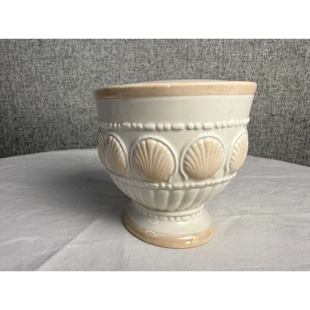 Vintage 90s/Y2K Pink Peach Pastel Seashells Bathroom Vanity‎ Toothbrush Holder